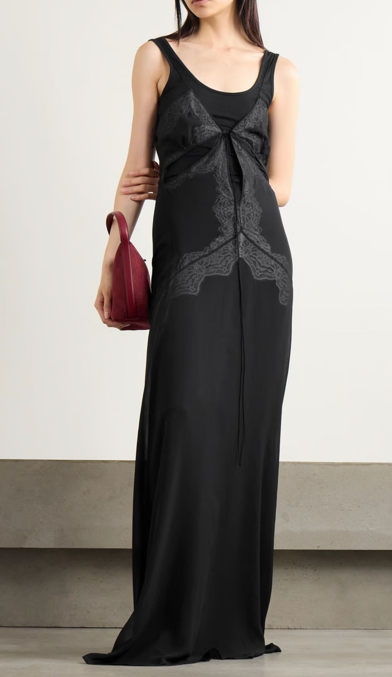 Christoper Esber Cutout Lace-Trimmed Silk-Georgette Gown