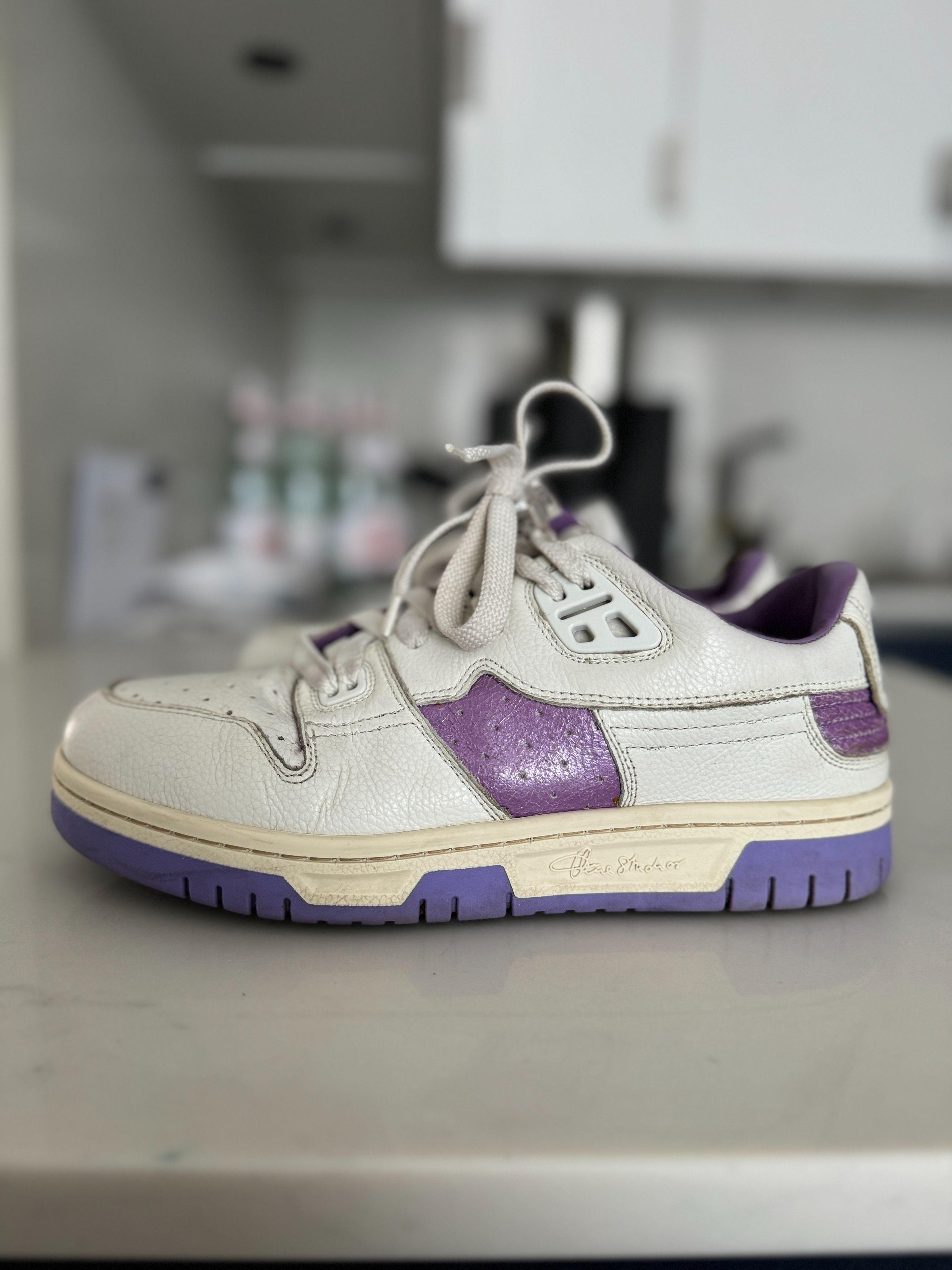 Acne Studios Cream and Lilac Low Pop Sneakers