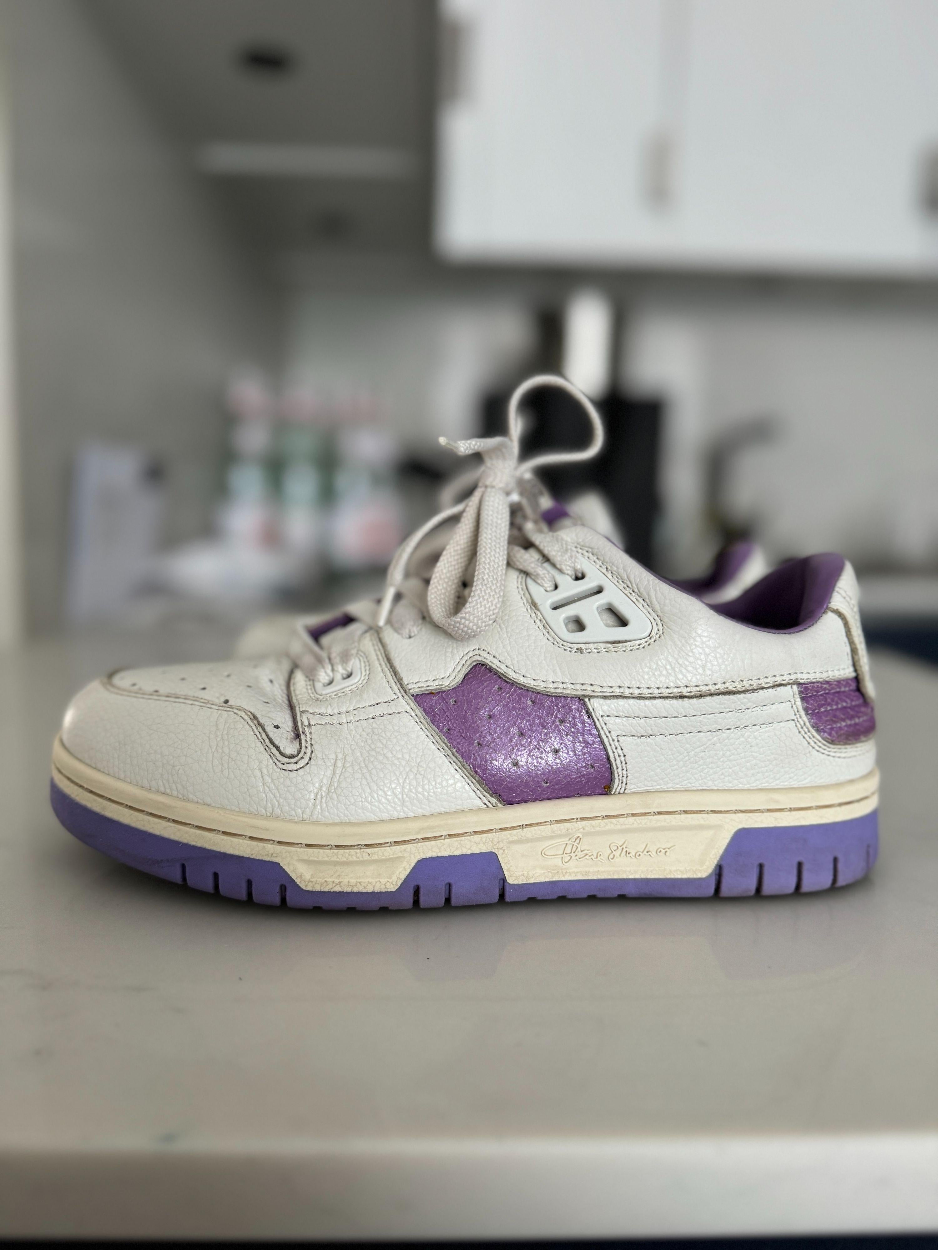 Acne Studios Cream and Lilac Low Pop Sneakers