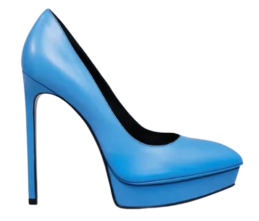 Saint Laurent Blue Leather Platform Heels