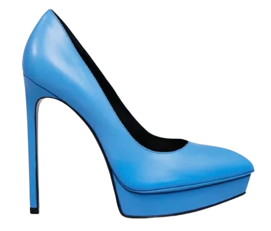 Saint Laurent Blue Leather Platform Heels