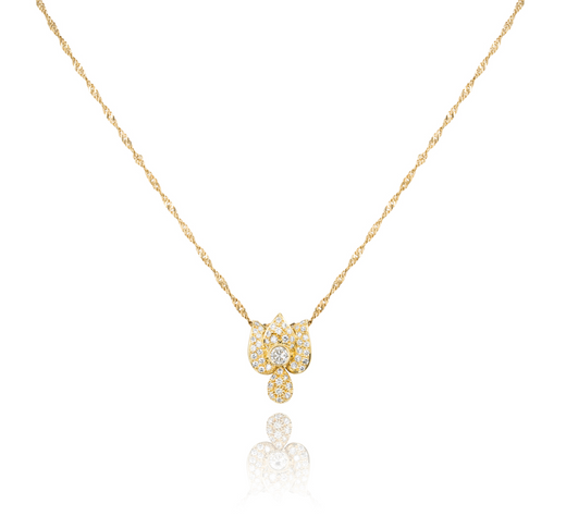 Yellow Gold Diamond Floral Pendant 0.69ct