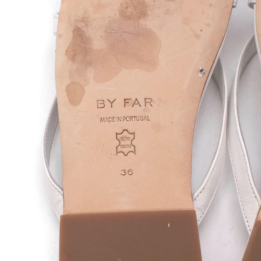 By Far Deni White Leather Flat Sandals