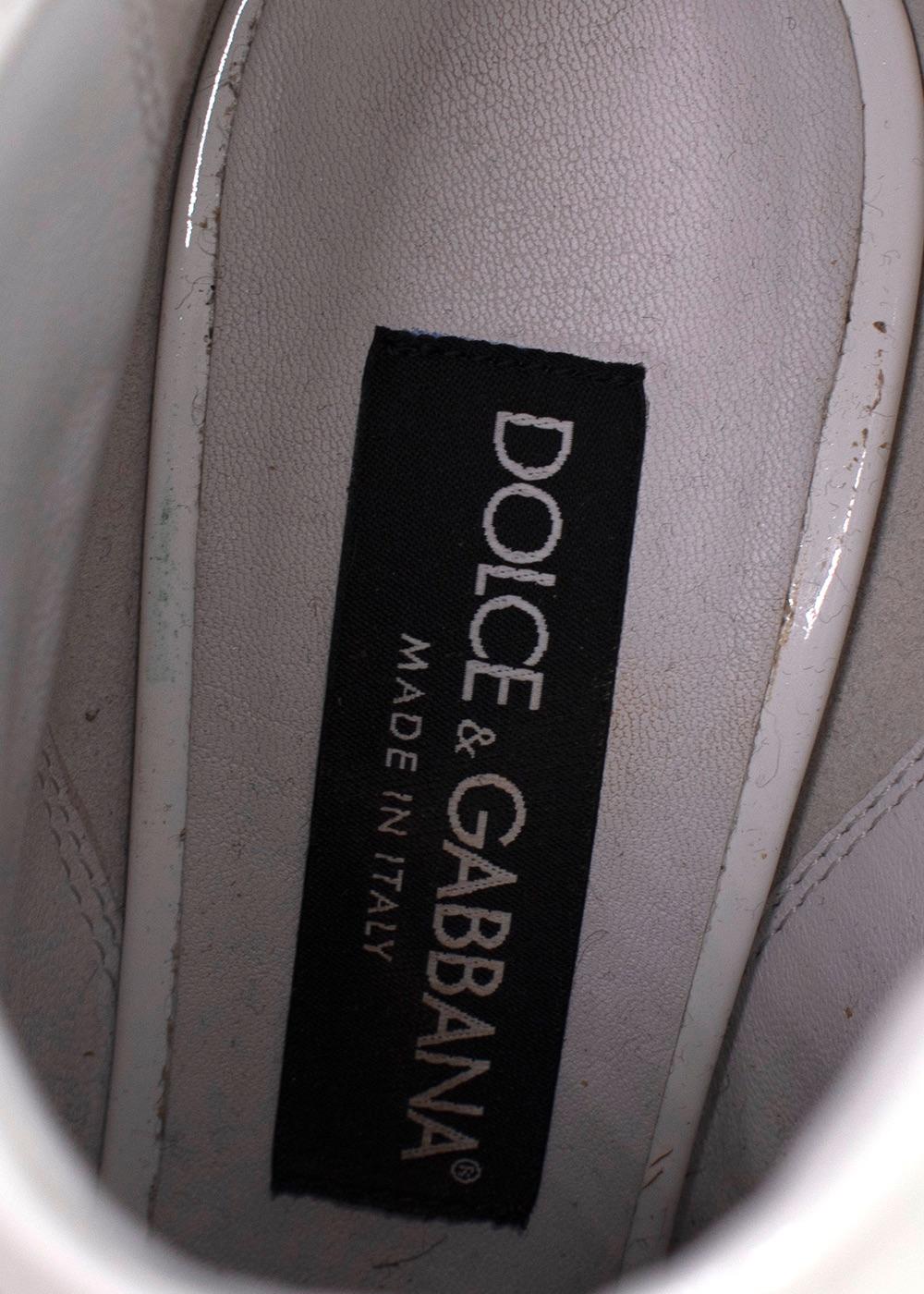 Dolce & Gabbana White Pearl Studded Cowboy Ankle Boots
