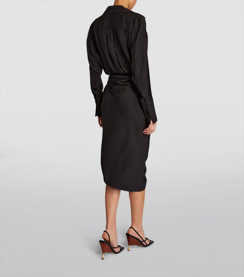 Gauge81 Black Silk Puno Shirt Dress