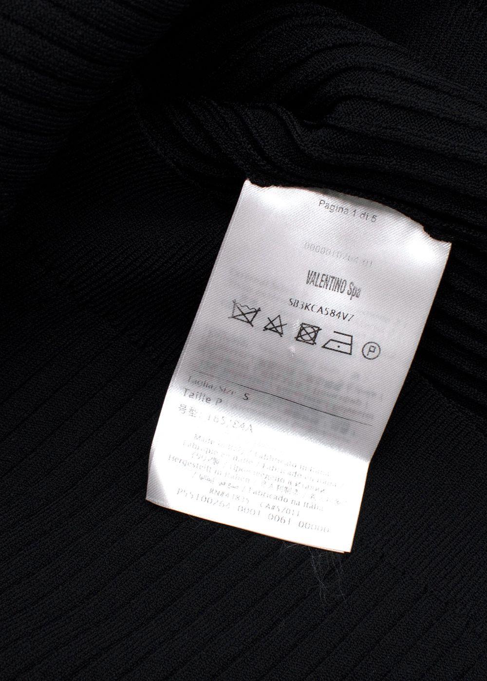 Valentino Black Silk Georgette-Trimmed Ribbed Stretch-Knit Sweater