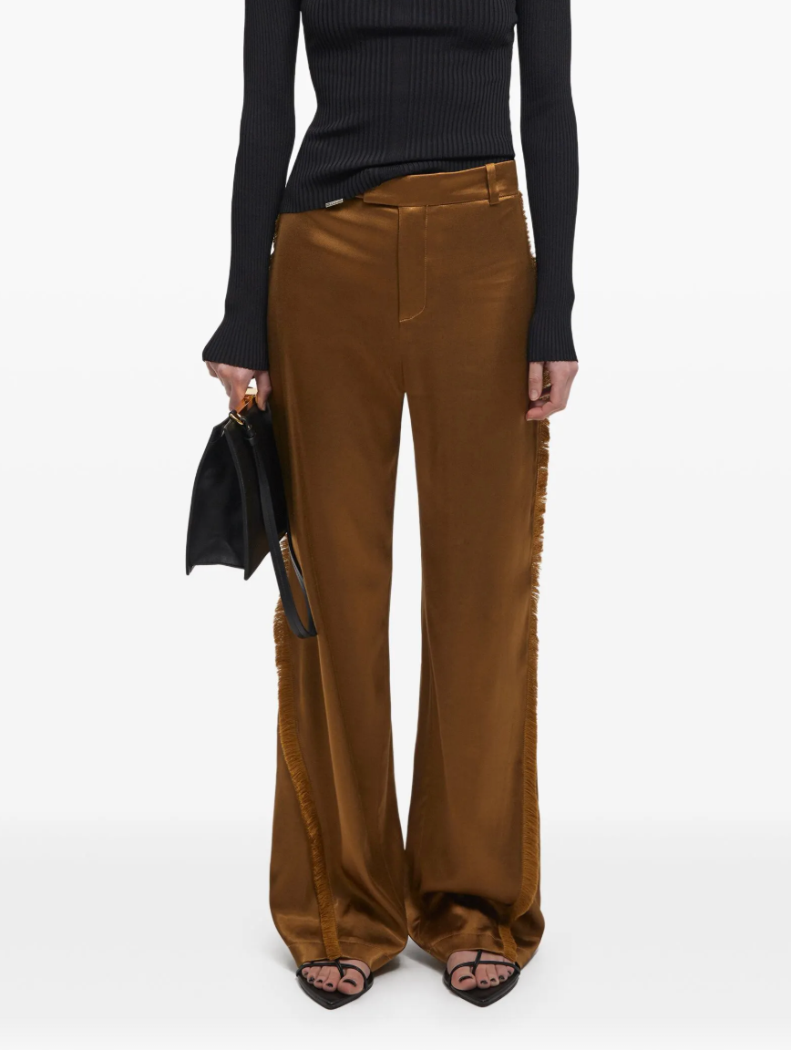 Aeron Gold Satin Straight-Leg Fjord Trousers