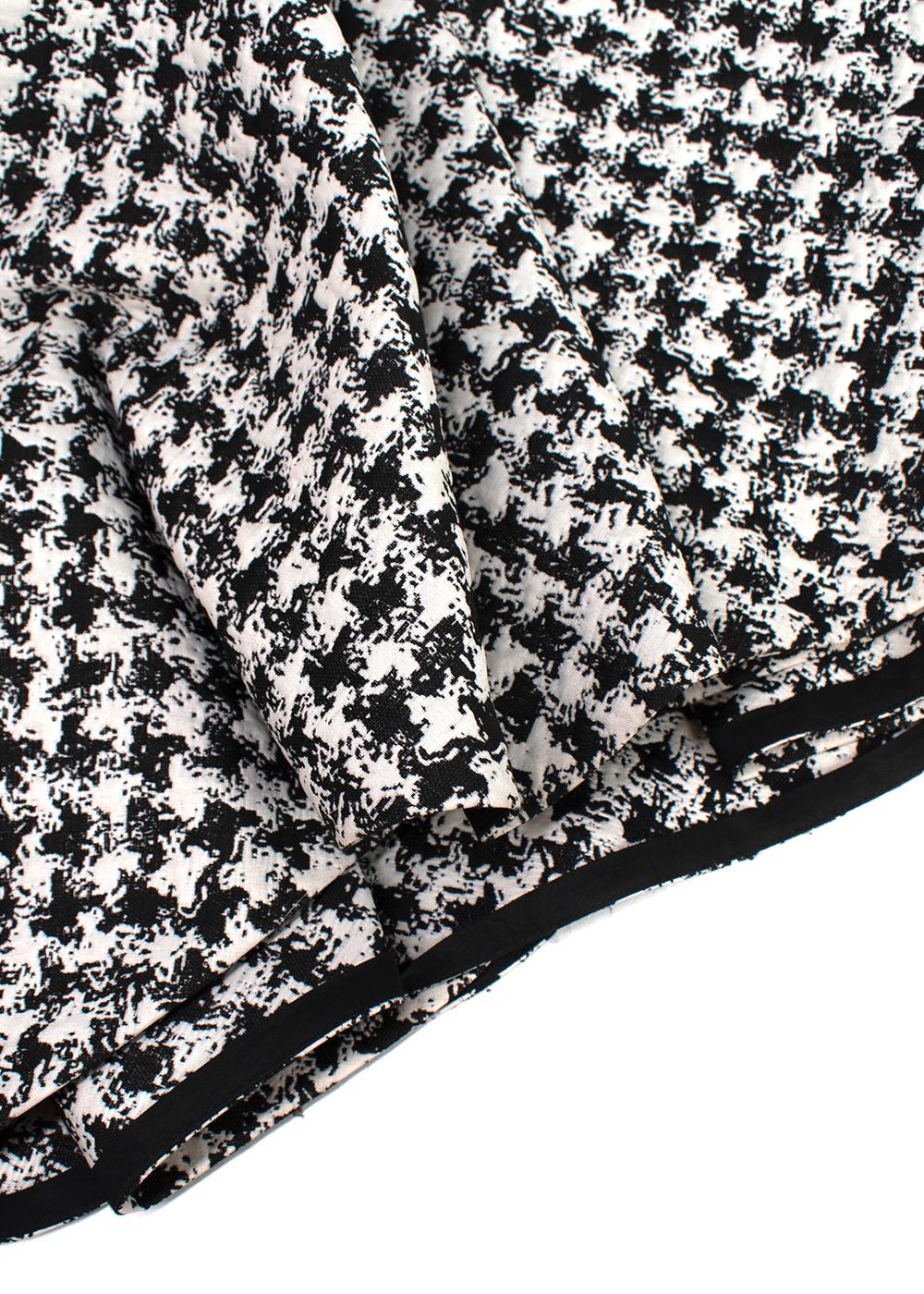 Black & White A-line Houndstooth Midi Dress