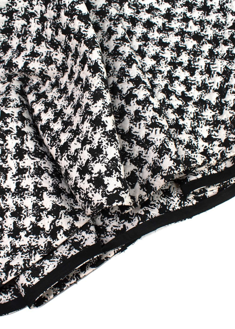 Black & White A-line Houndstooth Midi Dress