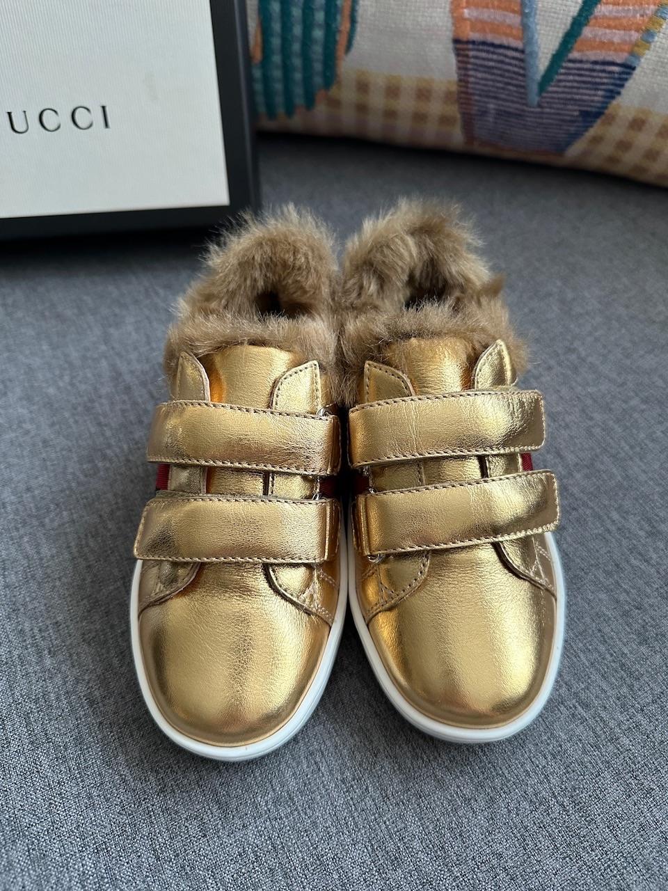 Gucci Gold Fur Lined Sneakers