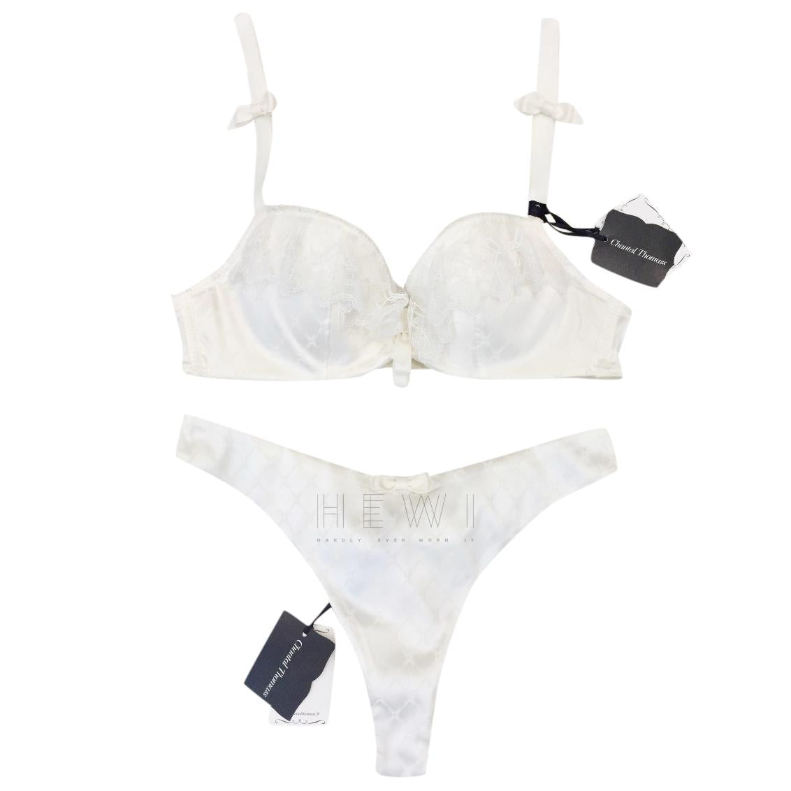 Chantal Thomass Calais Leavers Lace & Satin Pad Bra & Thong Set
