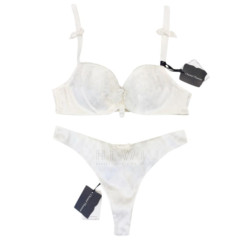 Chantal Thomass Calais Leavers Lace & Satin Pad Bra & Thong Set