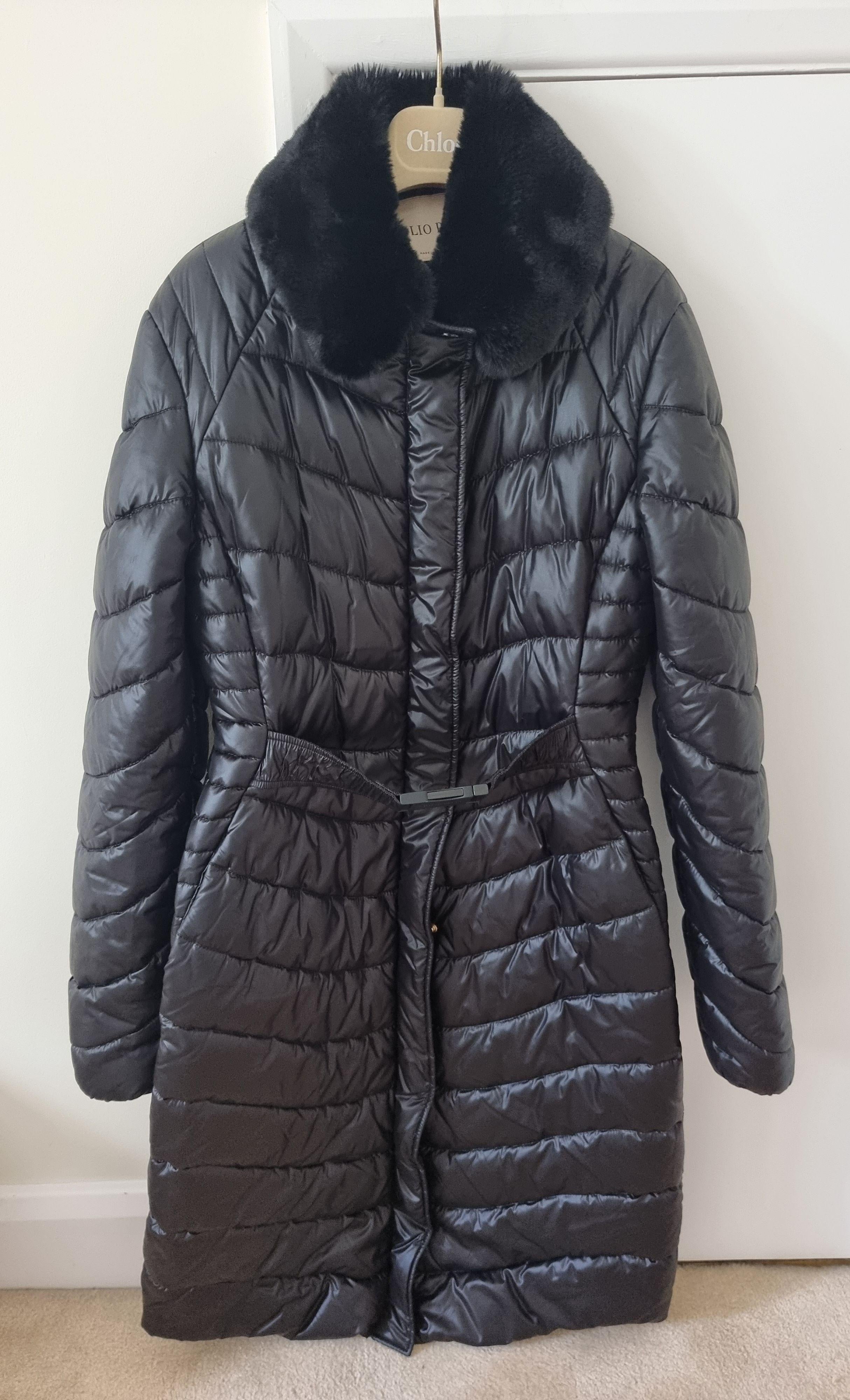 black nylon & faux-fur padded jacket