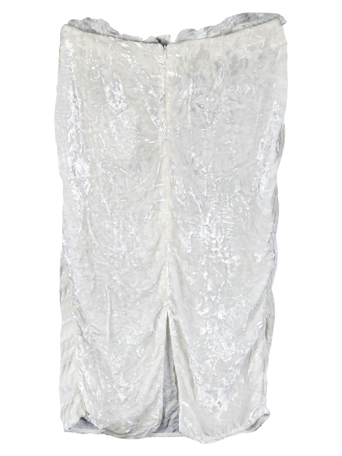 Ivory crushed velvet gathered skirt