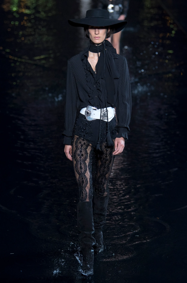 Saint Laurent White Leather Western Corset Belt