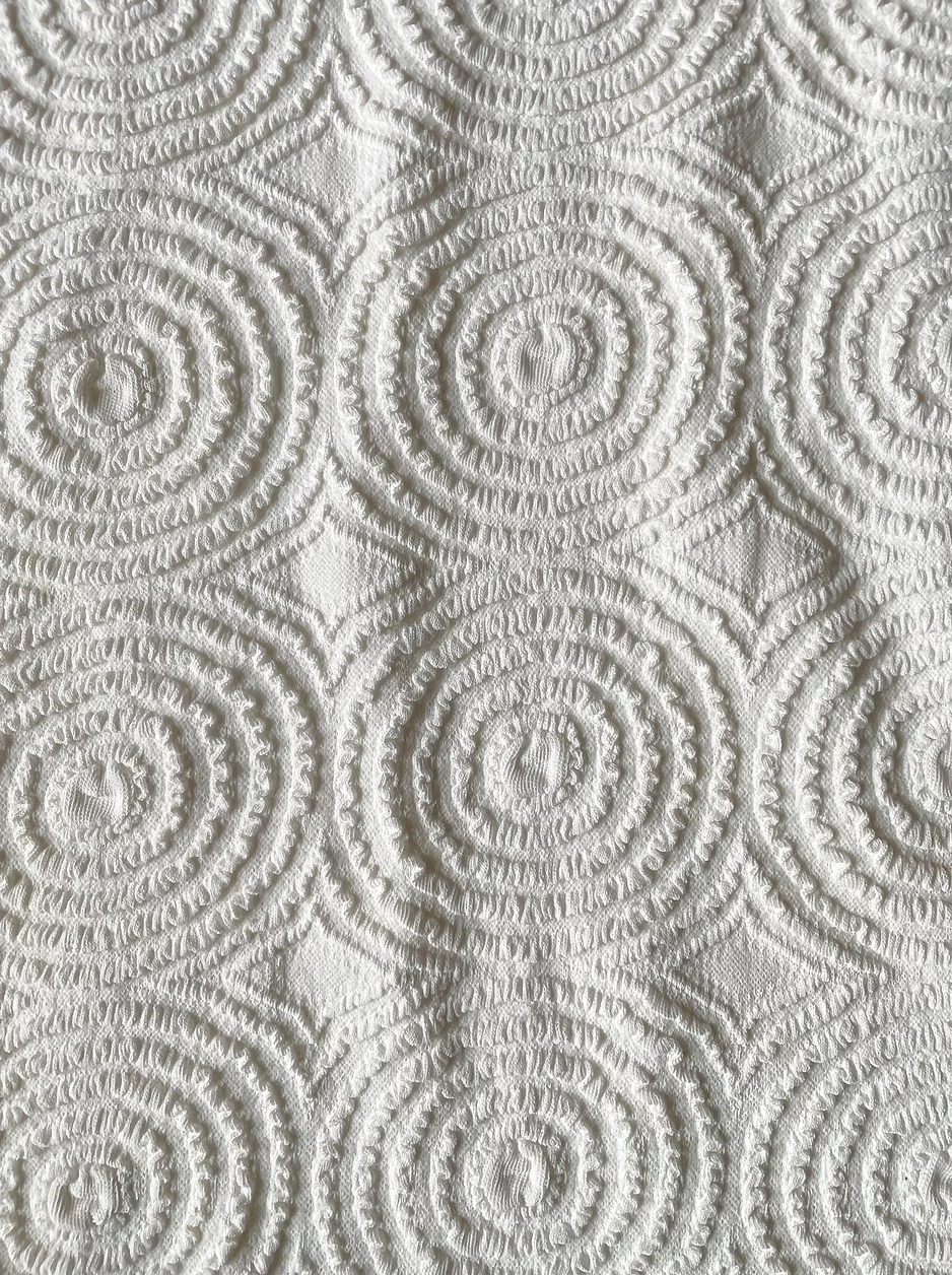 White Textured Knit & Lace Shift Dress