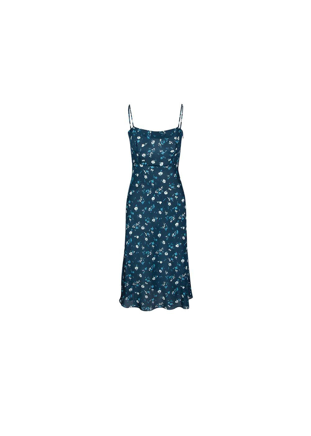 Blue ditzy floral silk Amelia dress