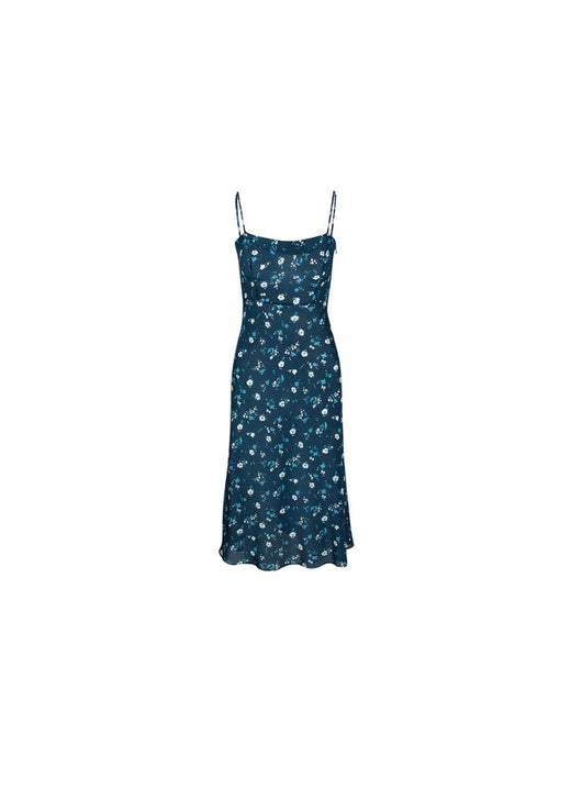 Blue ditzy floral silk Amelia dress