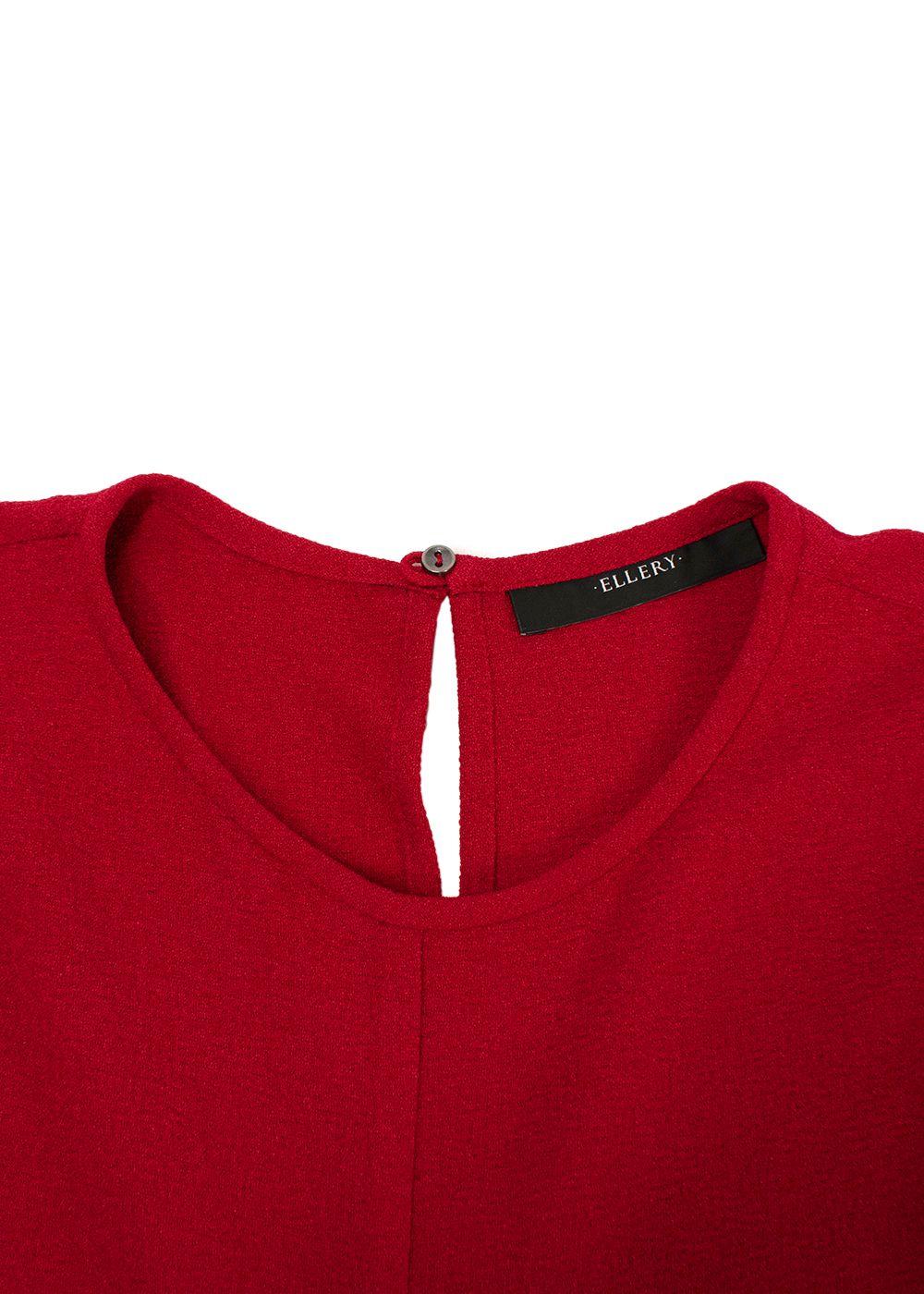 Ellery Red Crepe Wrap-tie Blouse & Fluted Skirt