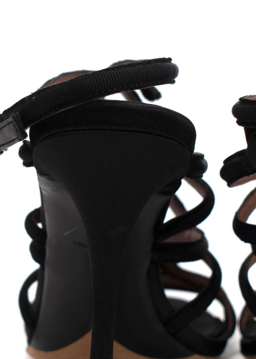 Tabitha Simmons Black Bowrama Caged Heels