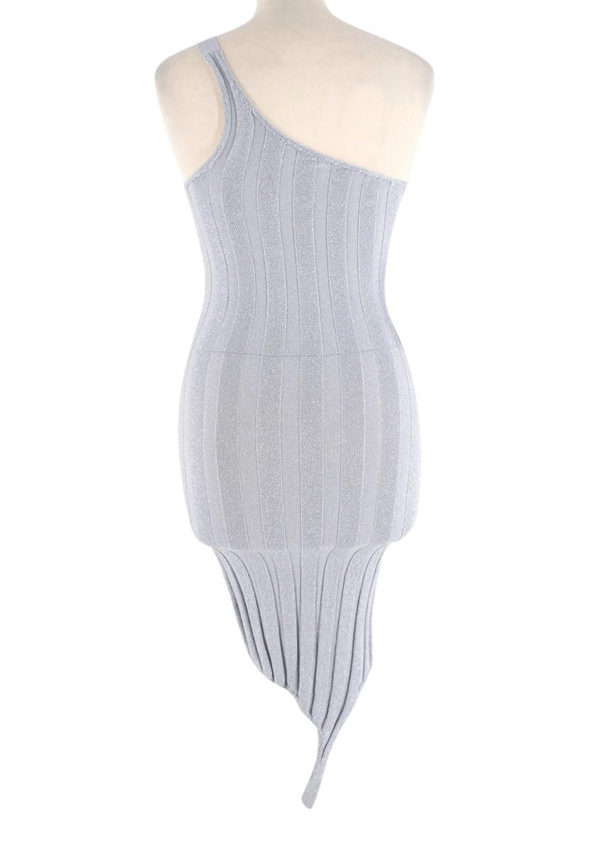 Ioannes Serpent One-Shoulder Metallic Ribbed-Knit Dress