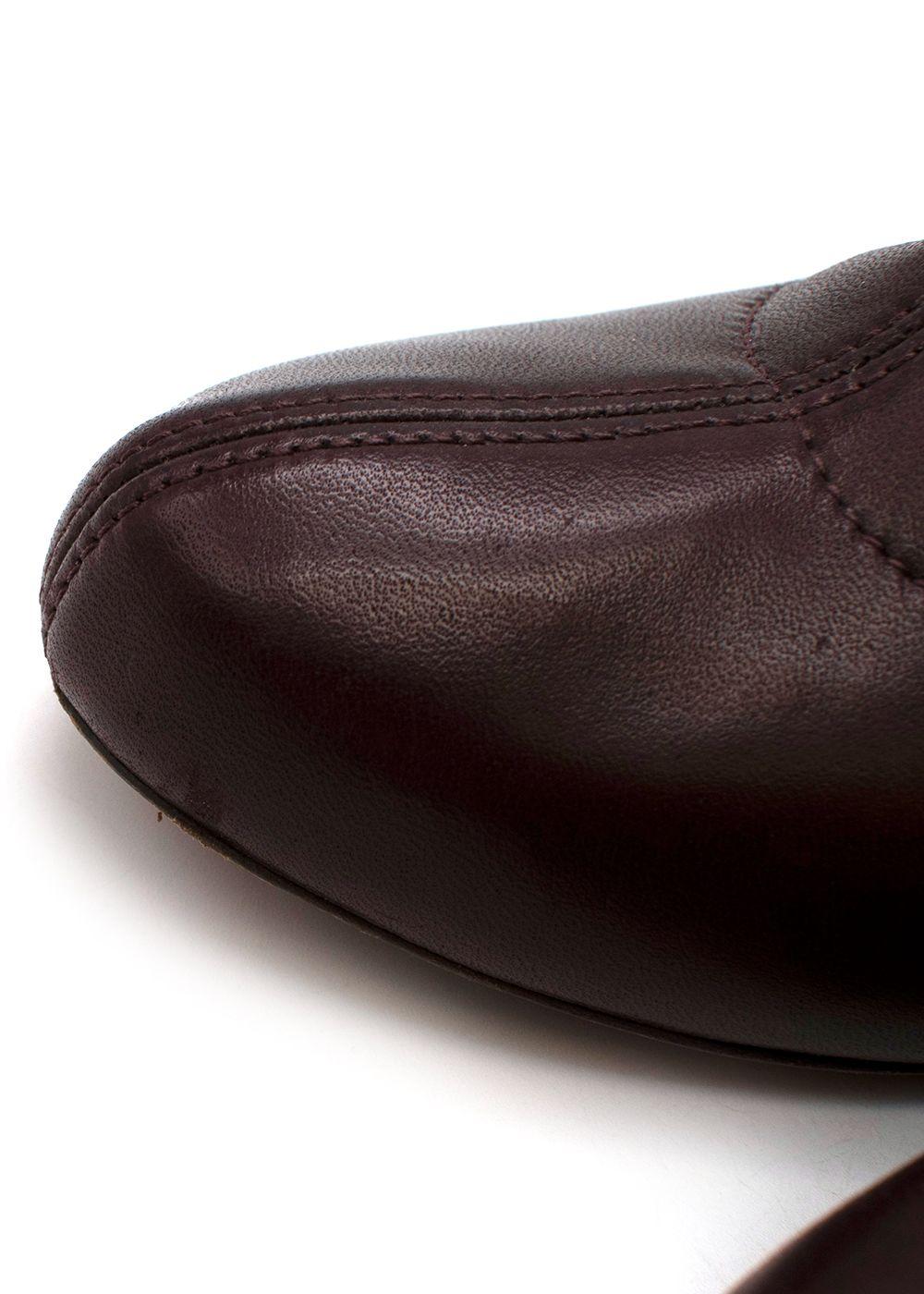 burgundy stretch-leather heeled boots