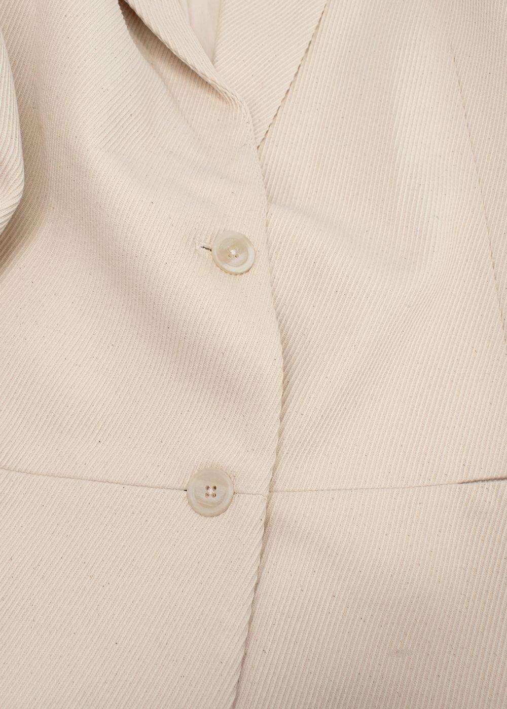 Lauren Manoogian Cream Ribbed Single Breasted Blazer and Trouser Suit