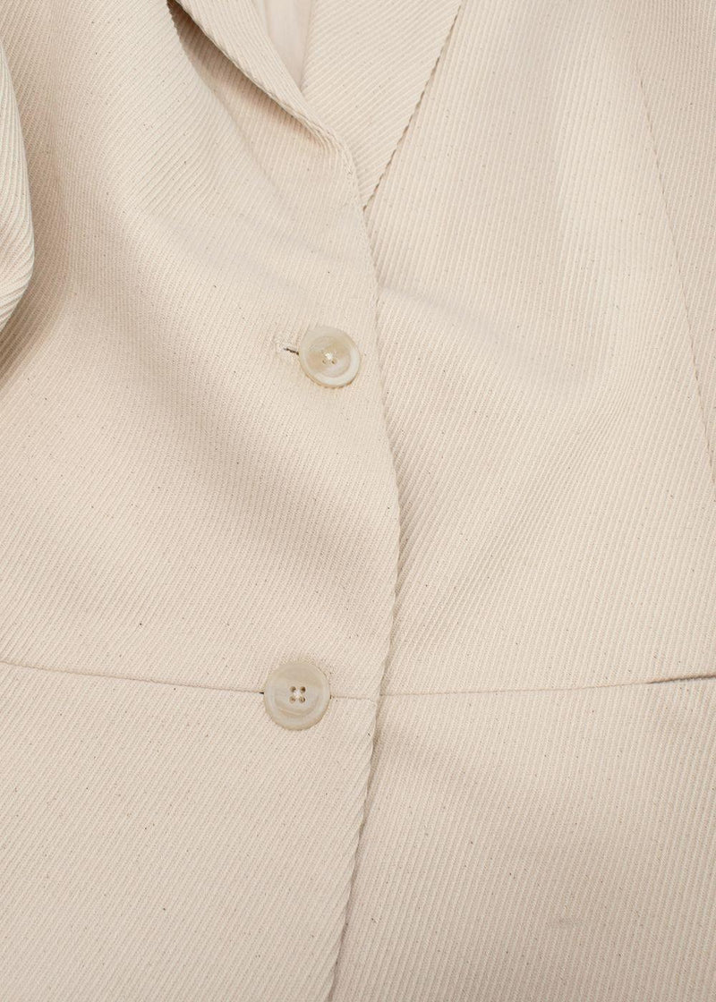 Lauren Manoogian Cream Ribbed Single Breasted Blazer and Trouser Suit