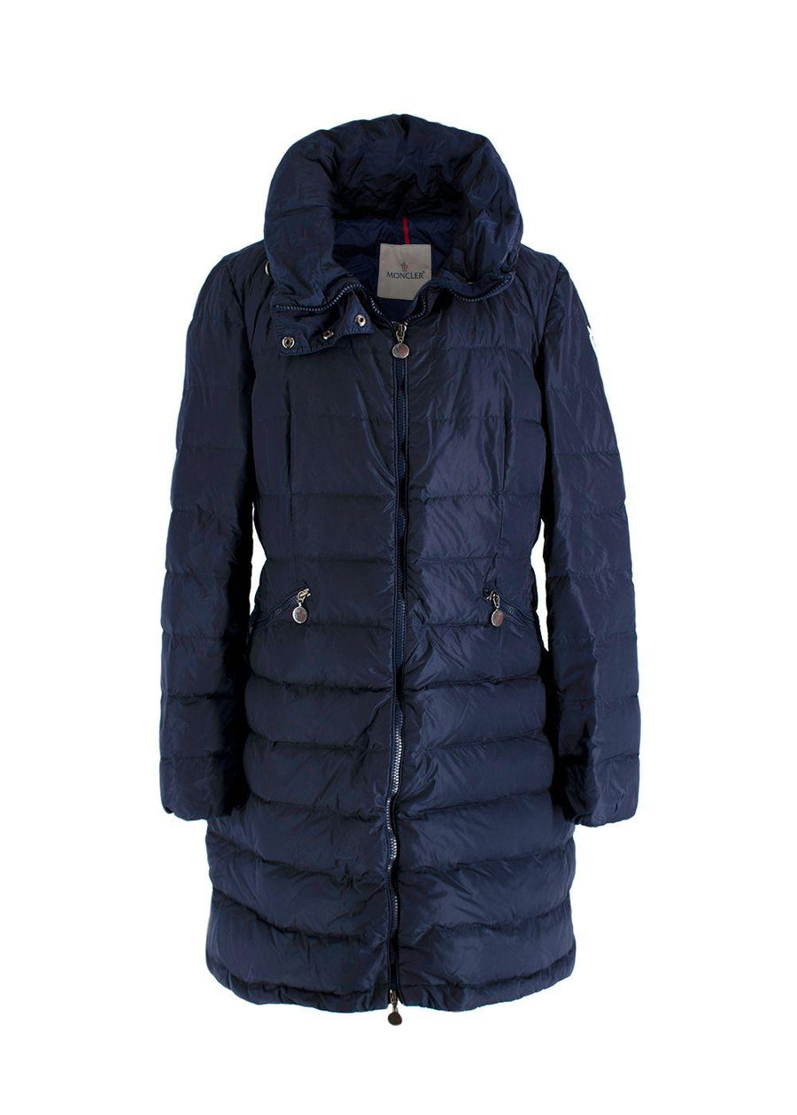Moncler Navy Flammette Long Down Puffer Coat