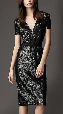 black sequinned crossover dress