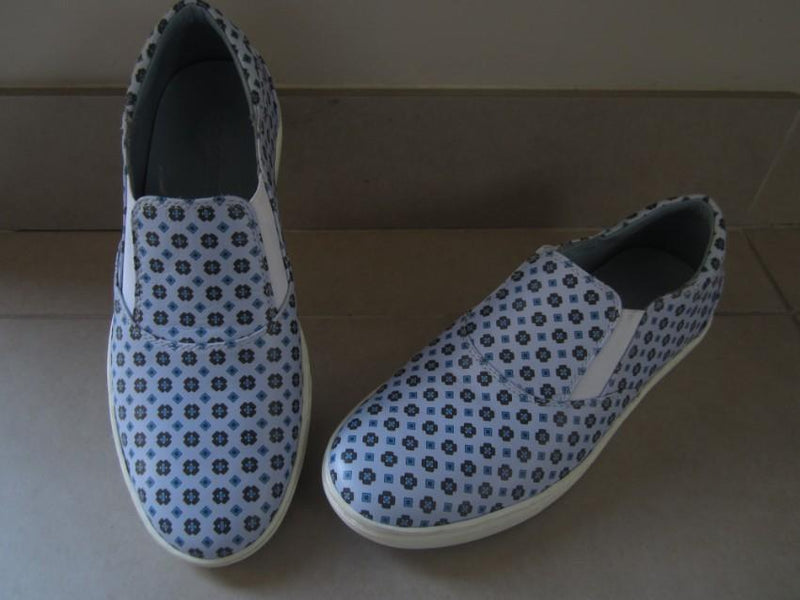 Dolce & Gabbana Men's Tie Print Blue Calf Leather London Sneakers