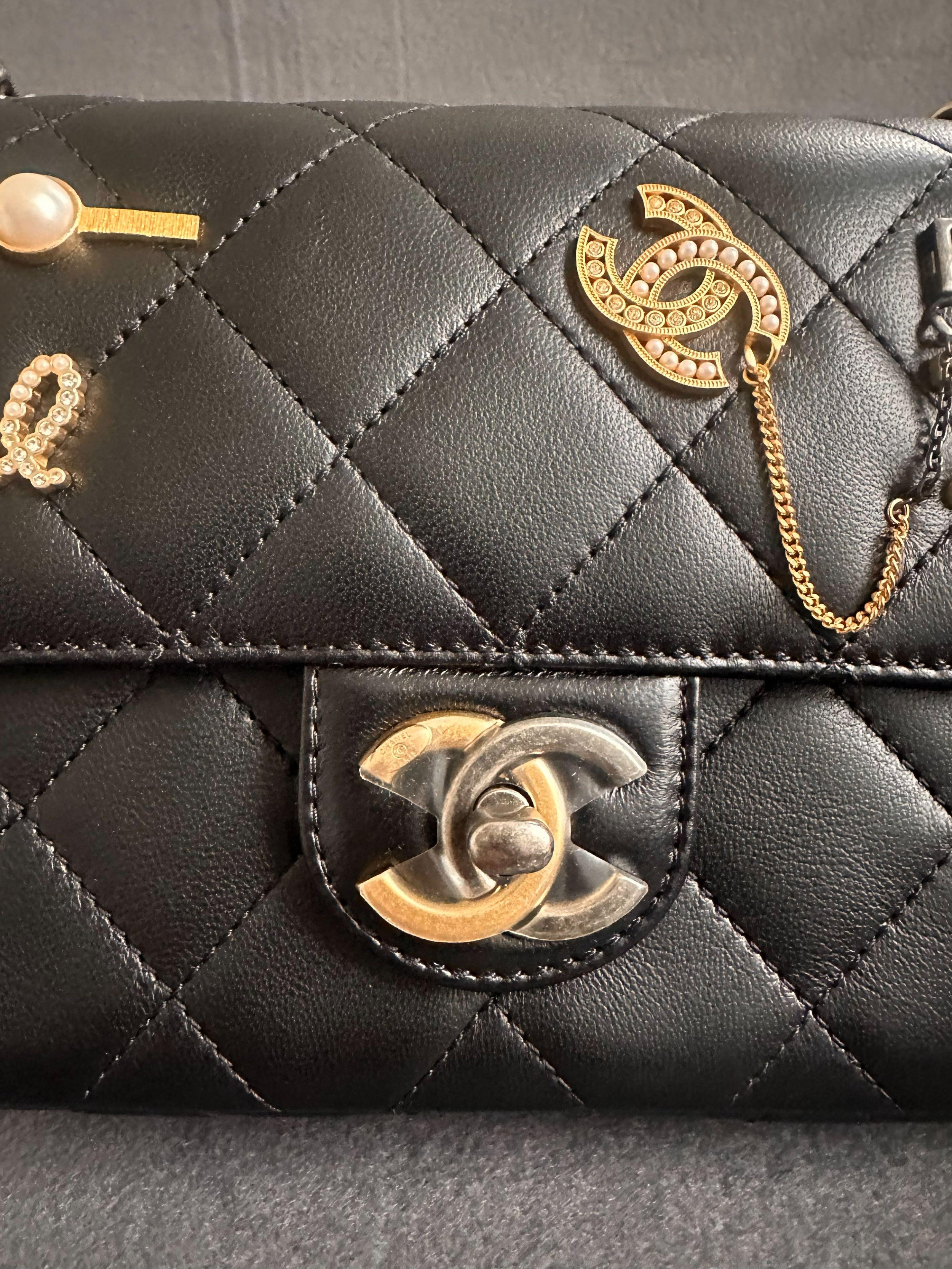 Chanel Collectible Embellished Black Quilted Flap Bag