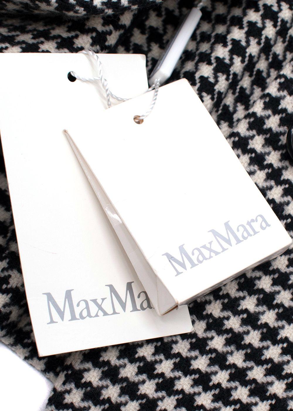 MaxMara Black And White Houndstooth Single Breasted Wool Blazer