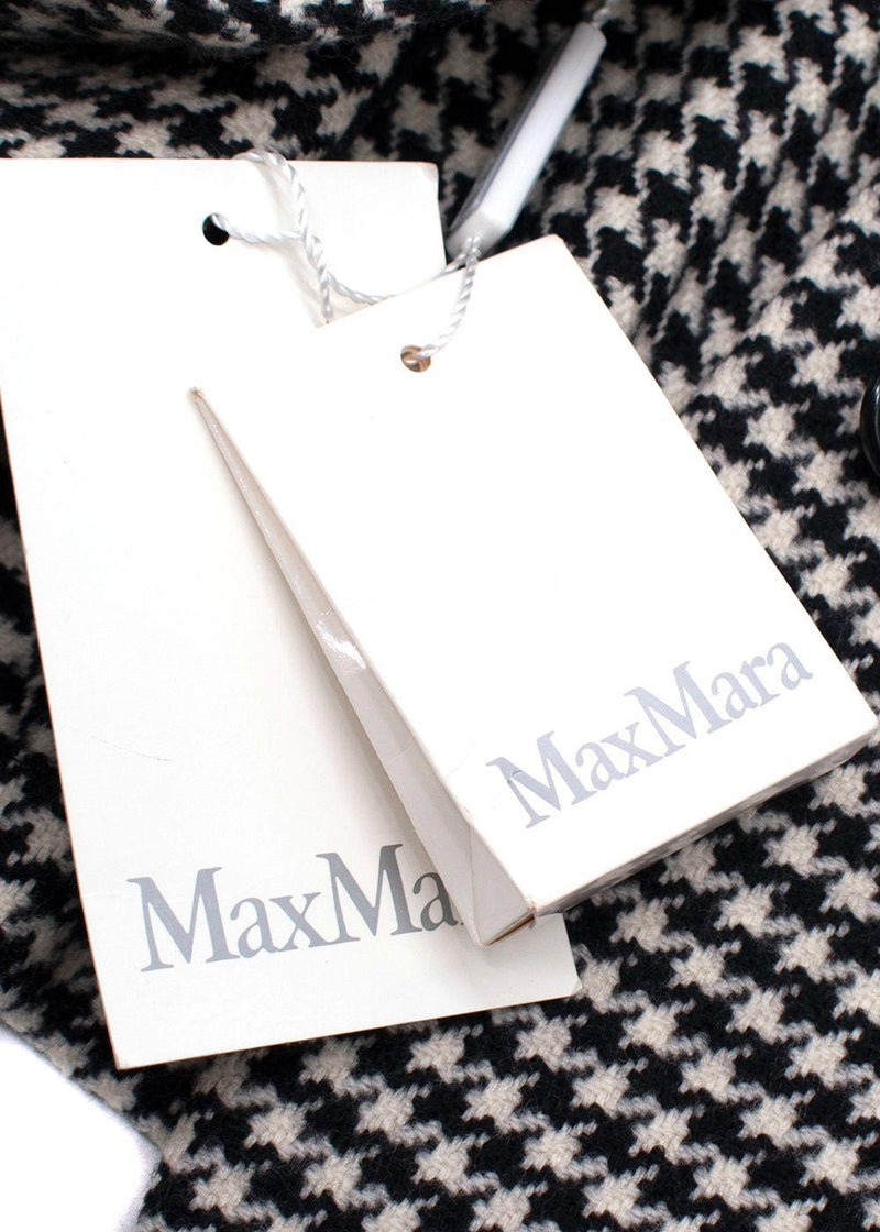 MaxMara Black And White Houndstooth Single Breasted Wool Blazer