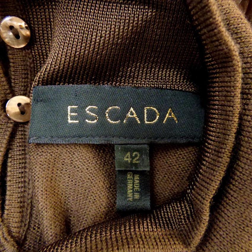 Escada Brown Wool Feather Sequins Sleeveless Top