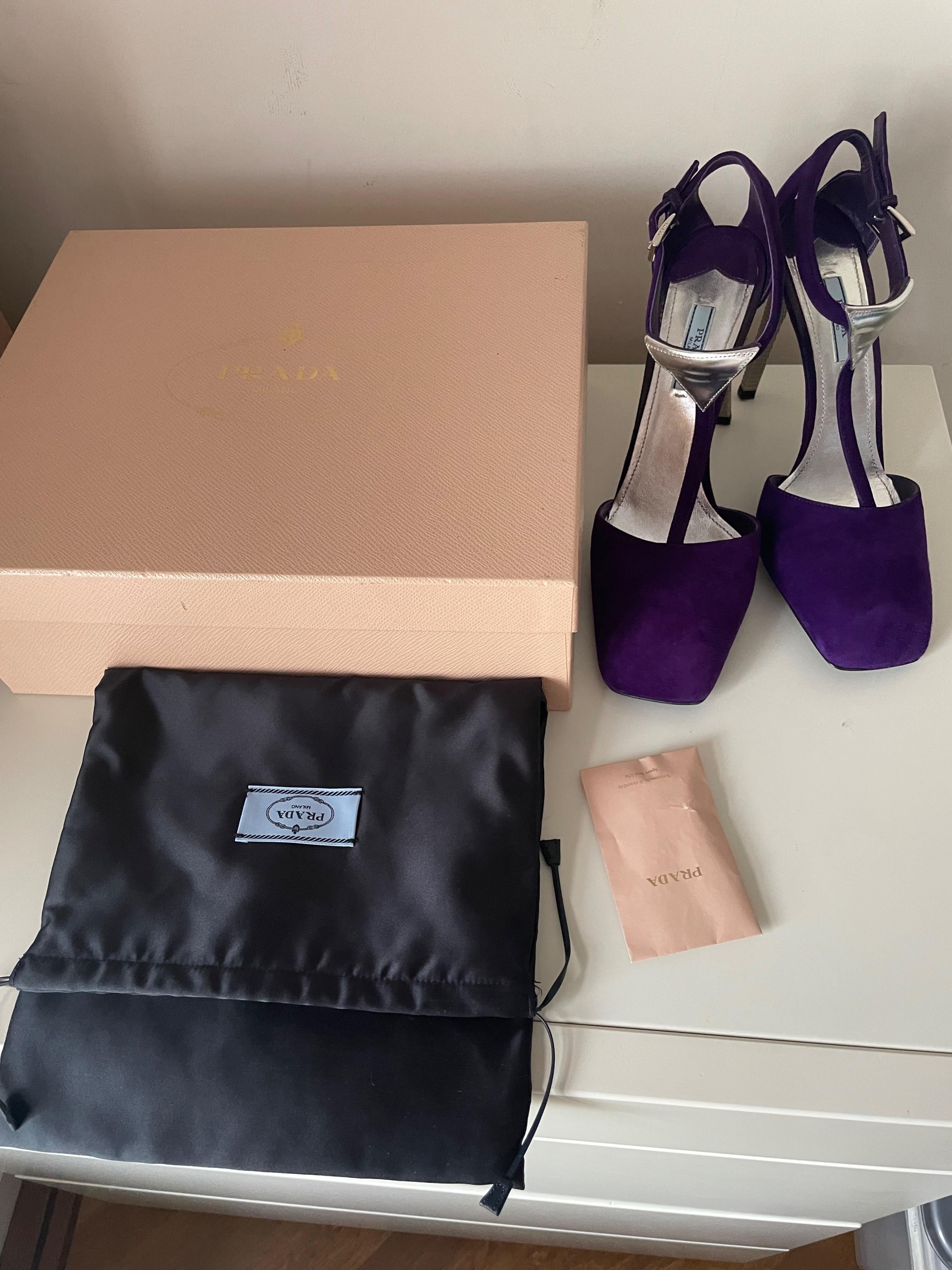 Prada Purple Suede Triangle Heels