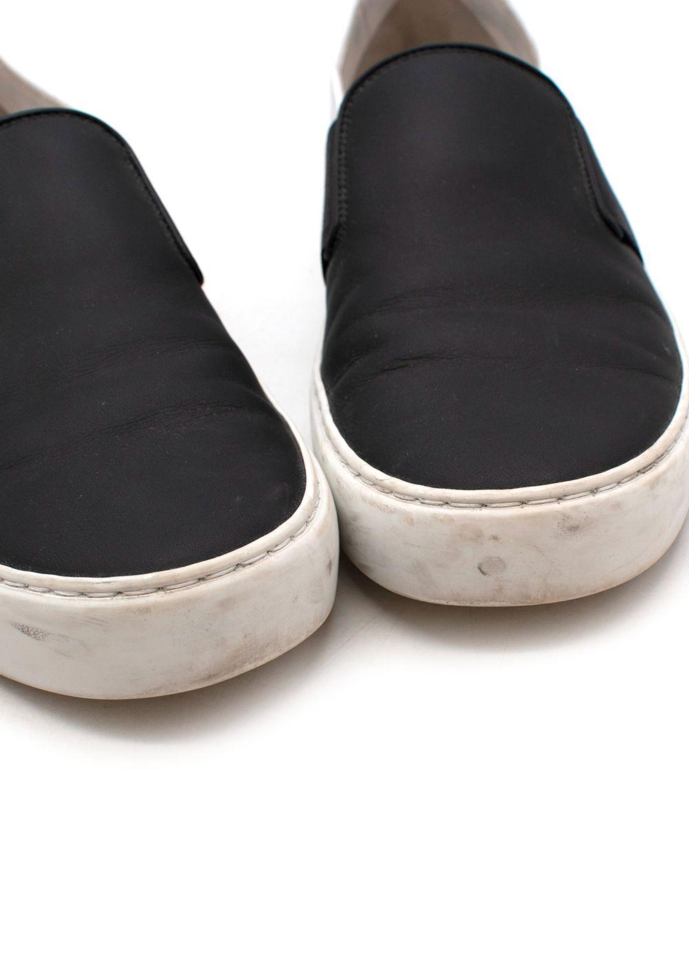 Black & White Leather Slip-On Sneakers