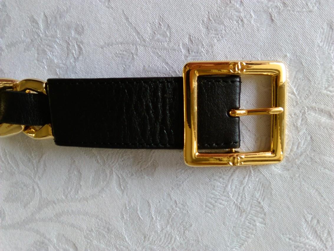 Chanel Vintage Gold Plated Leather Chain Belt