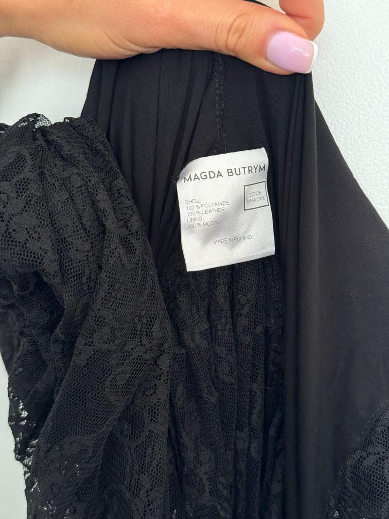 Black Sheer Lace Plunge Gown