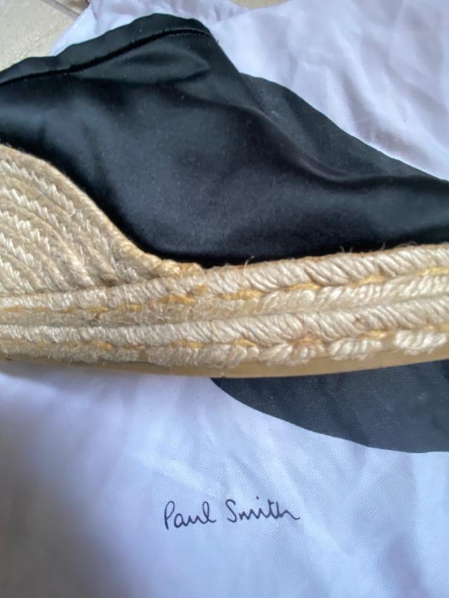 Paul Smith Black Silk Jute Wedge Mules