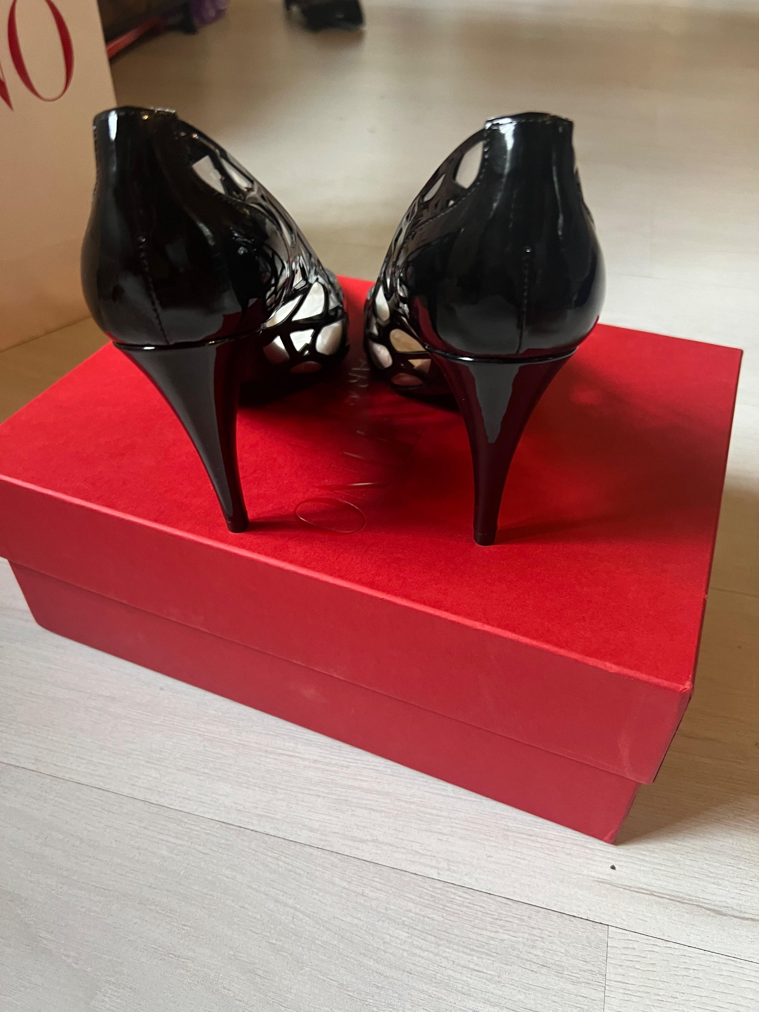 Valentino Black VLogo PVC Heels