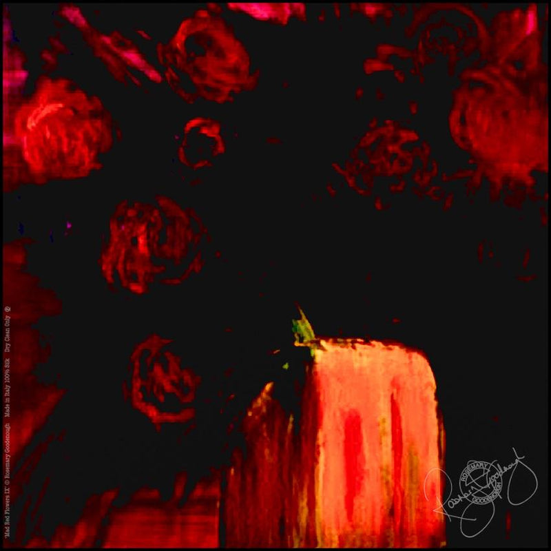 Rosemary Goodenough Mad Red Flowers IX Silk Pocket Square