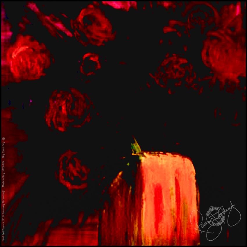 Rosemary Goodenough Mad Red Flowers IX Silk Pocket Square