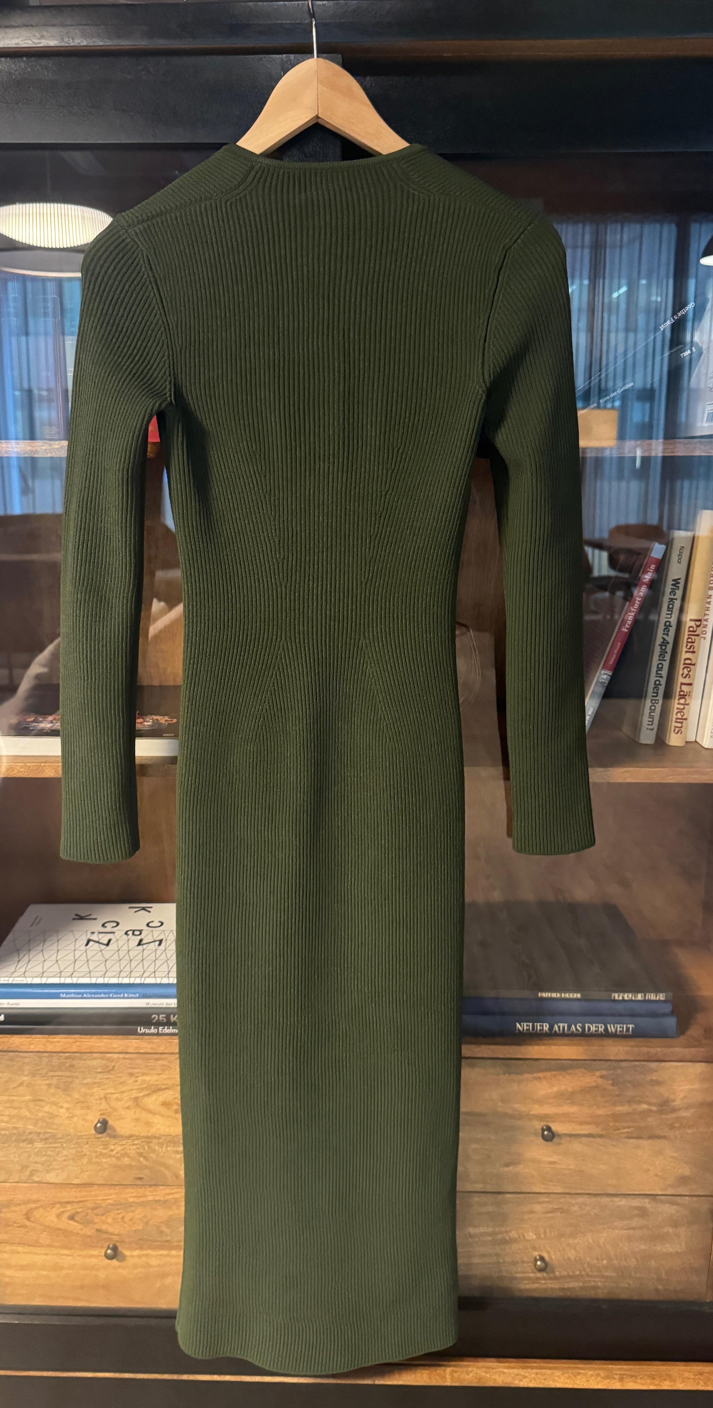 Khaite Green Ribbed Alessandra Midi Dress