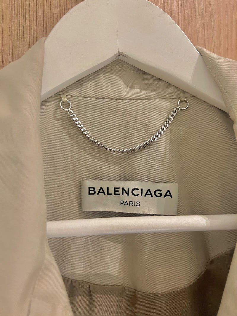 Beige Exaggerated Shoulder Trench Coat