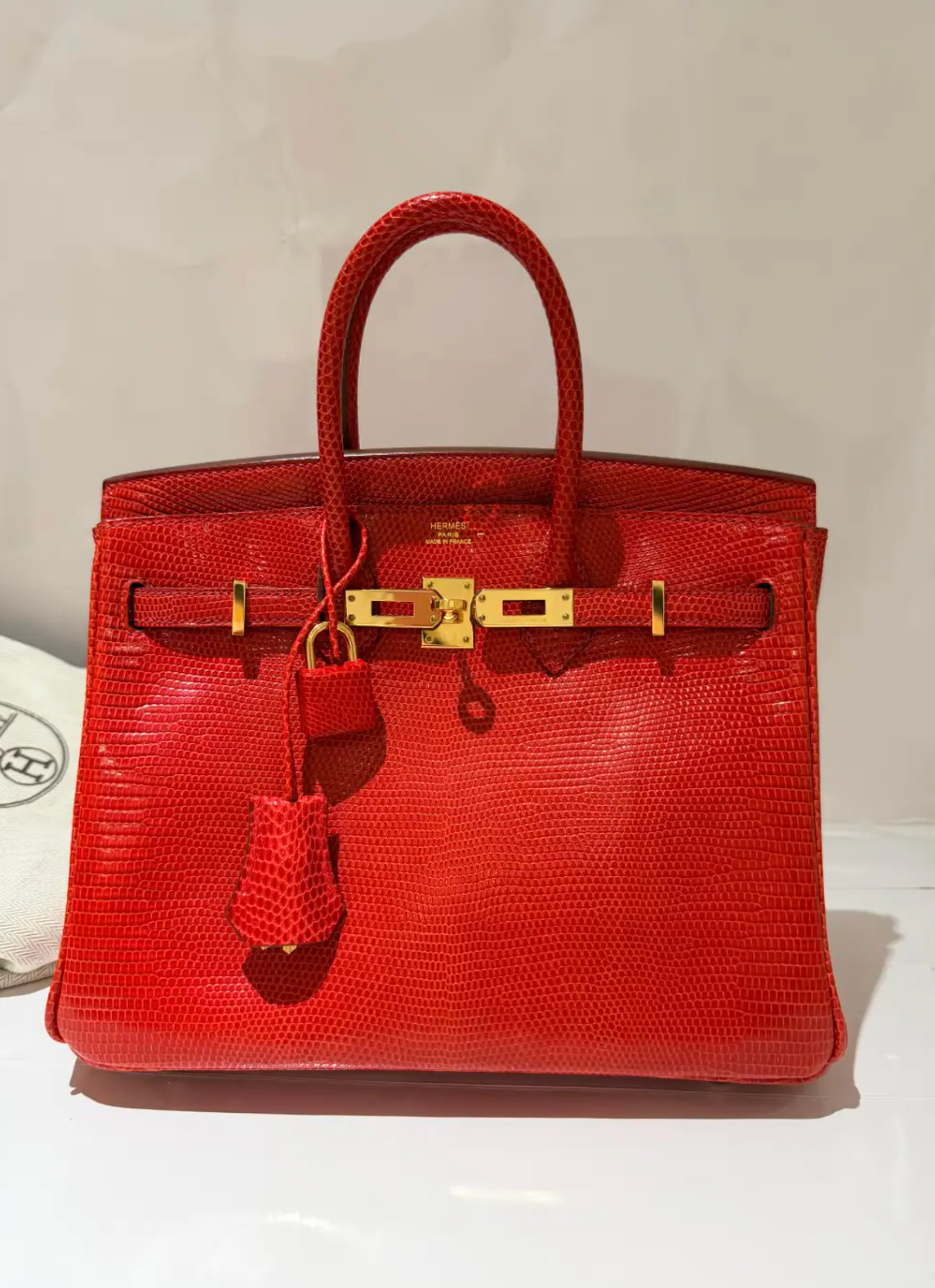 Hermes Birkin Rouge Exotique Niloticus Lizard 25cms