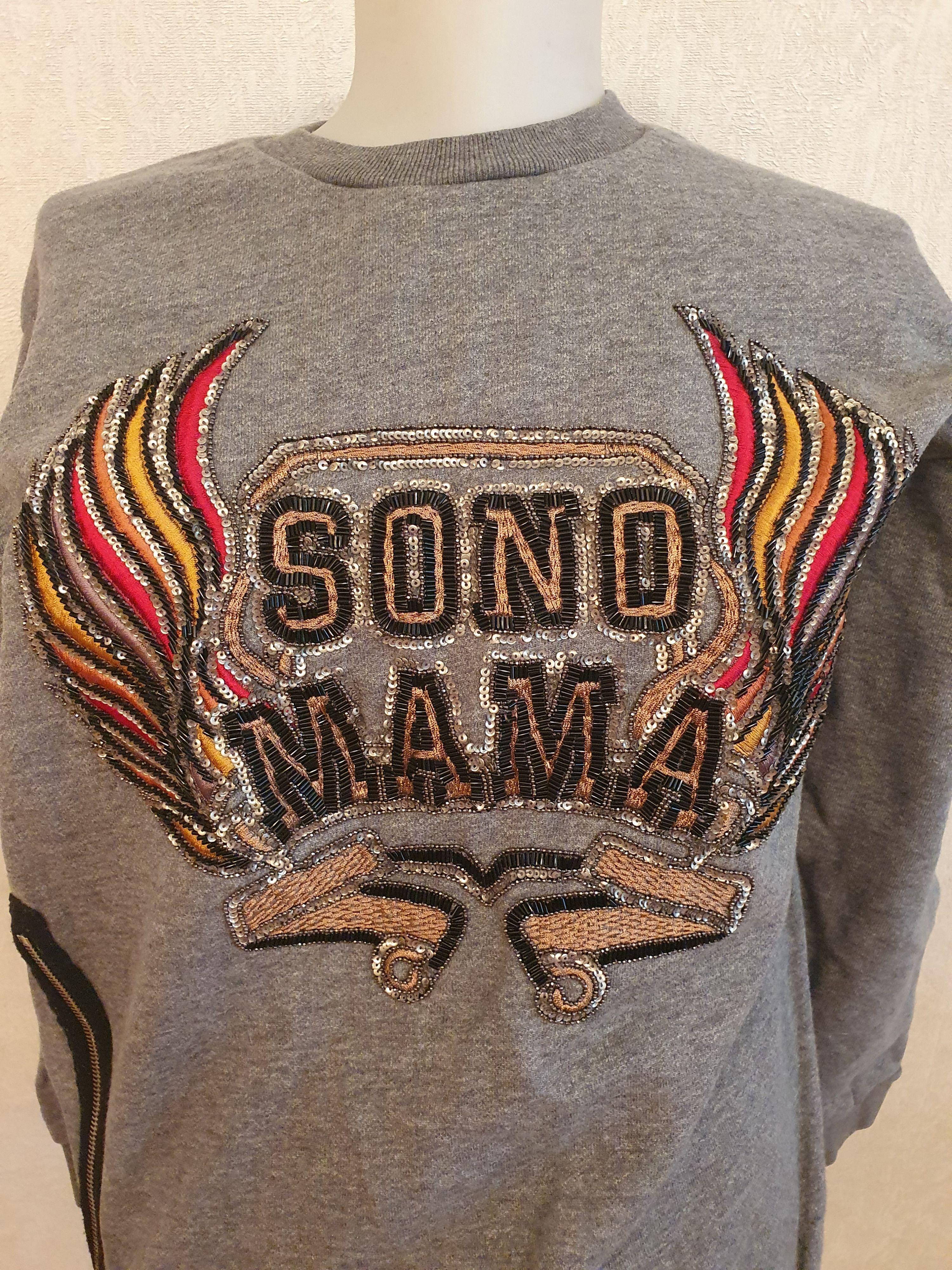 Grey marl cotton jersey Sono Mama embellished sweatshirt