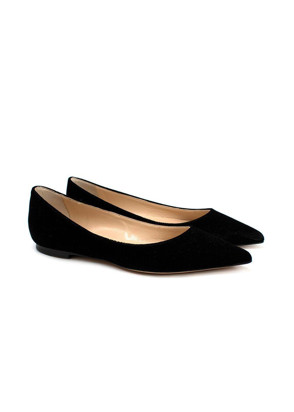 Jimmy Choo Romy Flat Black Velvet Pointy Toe Flats
