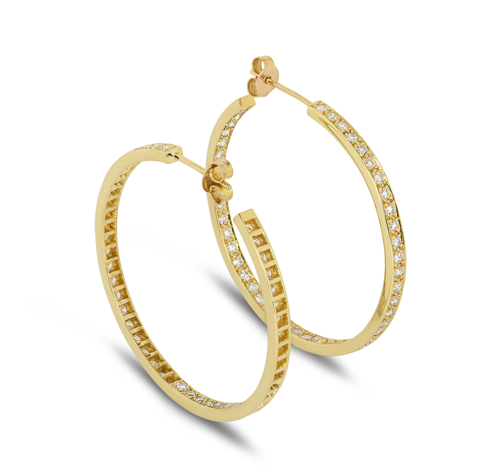 18ct yellow gold & diamond hoop earrings 2.35ct TDW