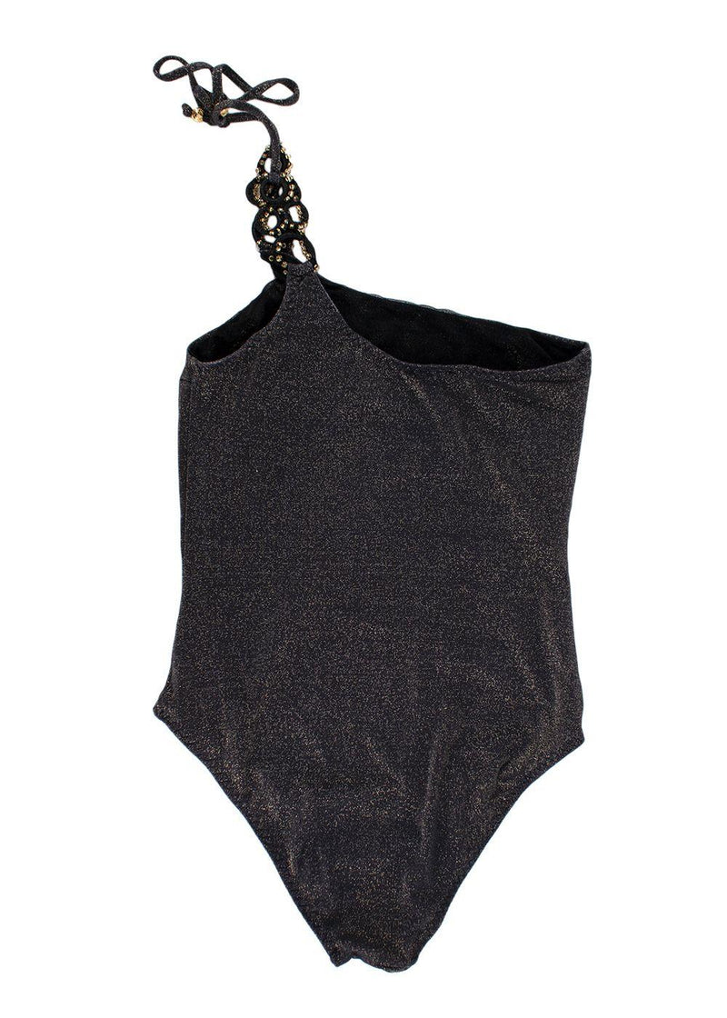 My Beachy Side One Shoulder Black Shimmer Swimsuit